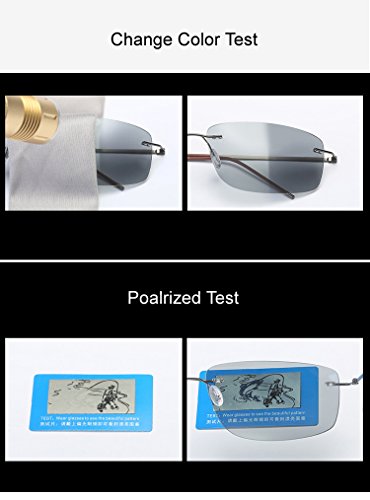 B Titanium Photochromic Polarized Rimless Sunglasses Extreme Discoloration 8.9 g Only2