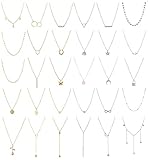 KOHOTA 30 PCS Layered Choker Necklaces for Women Silver Gold Pendant Y Neckless Trendy Adjustable Ch