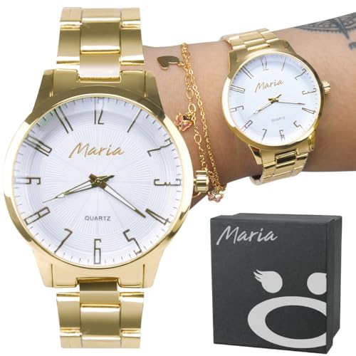 Relógio Feminino Banhado Dourado Casual Inox Analogico+ Caixa Presente Mulher Premium Luxuoso
