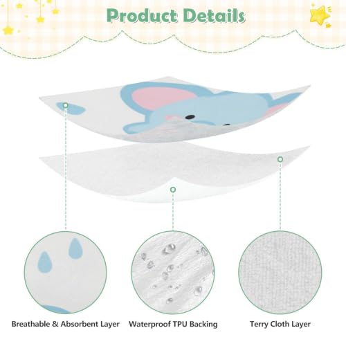 Drap-housse imperméable motif éléphants bleus sommeil bébé doux