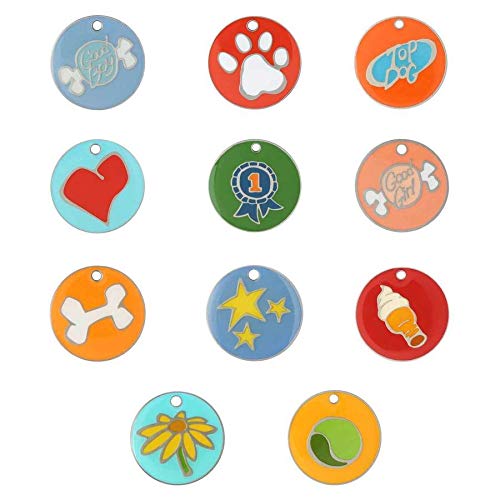 Dogids Personalized Designer Enamel Round Circle Dog Identification Tag, Custom Laser Engraved Single Sided Id Tag With S-Hook And Split Ring - Blue Good Boy, Large, 1 1/8 In #TOP3