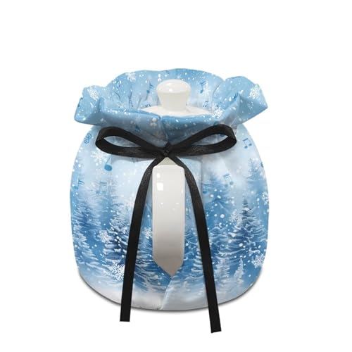 Image of Xoenoiee Christmas Snowman Blue Pattern Tea Cozy Tea Cosy for Teapots Keep Warm Teapot Cover Insulated Kettle Cover for Home Kitchen Table Decor