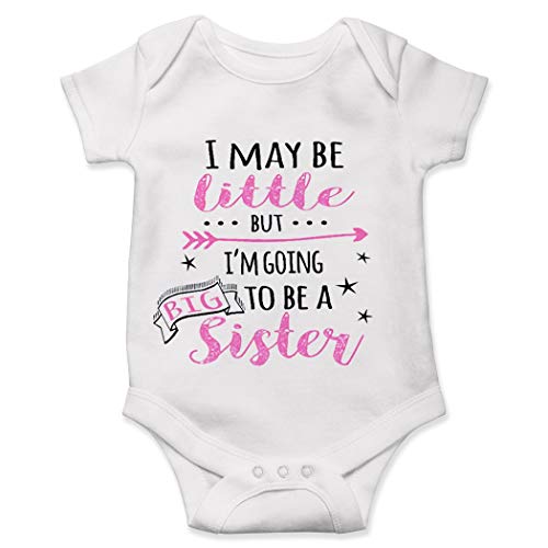 Lucky Star Big Sister Onesie I May Be Little But I'm Going to Be A Big Sister Onesie- Cute Baby Onesie White