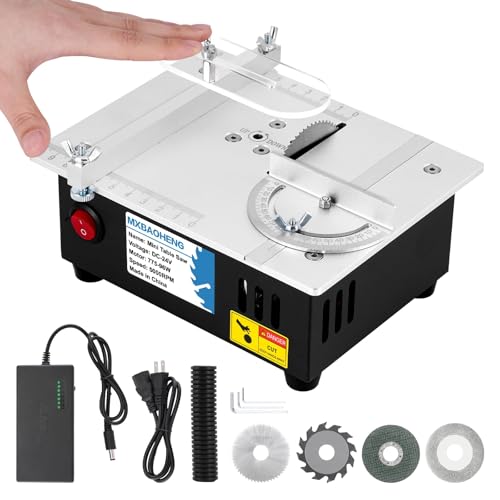 MXBAOHENG Mini Table Saw S3 Portable Precision Craft Table Saw, 1/2" Adjustable Cut Depth, Seven Speed Adjustable Power Supply, for Small Hobby Woodworking Miniature Wood Craft Cutting