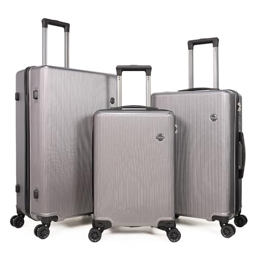 Image of Luggage Sets 3 Piece (20 /24 /28 inch)-Carry On Suitcase-Suitcase With Wheels-PC+ABS - Hardside Spinner Travel Luggage, Black, 6 Pcs Set, Hardside Luggage Sets With Spinner Wheels (GREY)
