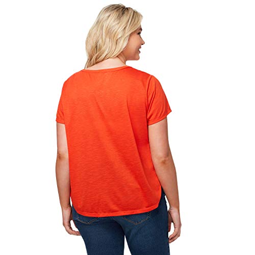 Jessica Simpson Women's Plus Size Luna Short Sleeve Graphic Knit Tee Shirt, Spicy Orange-By The Moon, 3X #TOP2