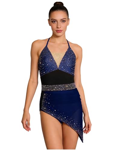 Robe de ballet leotard ornée de strass précieux assemblés à la main