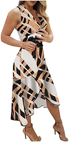 Womens Homecoming Strapless Party Dress Ruffle Maxi Dress Split Asymmetrical Sleeveless Midi Length Dresses for Women Khaki