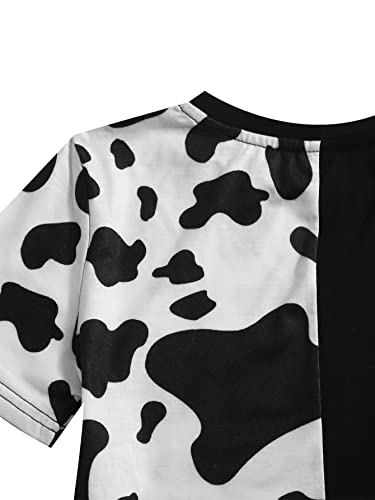 Image of Floerns Girls Summer Print Short Sleeve Round Neck Crop Tops Tee Shirts