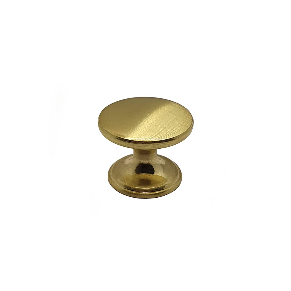 Pharaoh, 33mm Knob Handle, Brushed Brass, Centre Fixing, Gold Effect