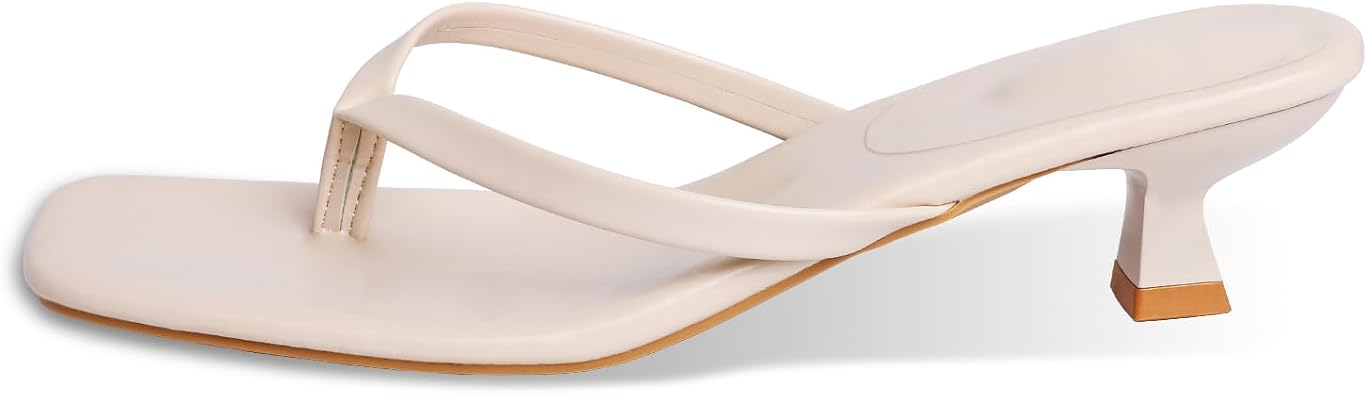 Womens Kitten Heels Sandals Square Open Toe Flip Flop Heels Fashion Casual 2 Inch Heeled Sandals