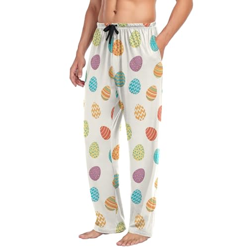 CHIFIGNO Colorful Easter Eggs Stripes Sleep Lounge Pant for Men's, Mens Lightweight Sleep Pants S4