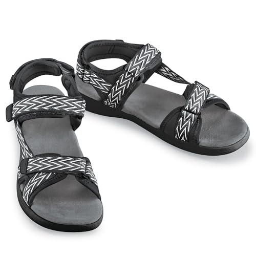 Collections Etc Multi-Adjustable Stylish Zigzag Print Sporty Sandals2