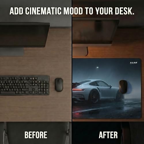 Image of AILKIN Large Gaming Mouse Pad for pc & Laptop, Extended Desk Mat [58x27cm] with Sports Car Design, Non-Slip Mouse Pad for Wireless Mouse, Keyboard & Desk Accessories