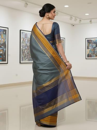 Image of AKHILAM Women's Kanjivaram Woven Soft Silk Saree With Blouse Piece