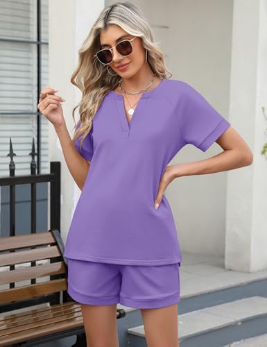 Image of LOMON Womens Two Piece Sets Summer Lounge Sets Sweatsuit Shorts Set Casual Matching Sets