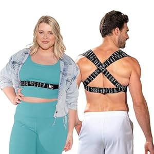 Posture Corrector for Women and Men – Made in USA – Slim and Adjustable Shoulder Brace – Back Brace for Back Pain Relief – Black Drizzle Large