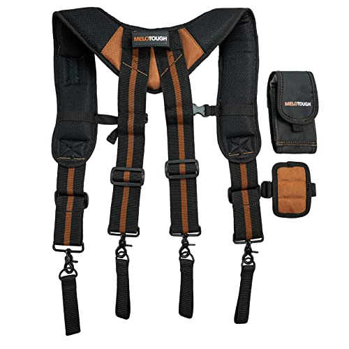 Image of MELOTOUGH Magnetic Tool Belt Suspenders with Magnetic WristBand for Work Belt Padded Suspenders Constrcution