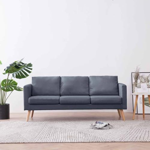Emmtore Sofa 3-Sitzer Stoff Dunkelgrau