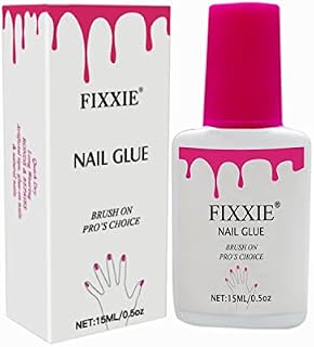 FIXXIE Nail Glue (15 Gram X 1 Bottle) With Brush For Acrylic Tips Extra Strong Nail Glue For Stick On Nails