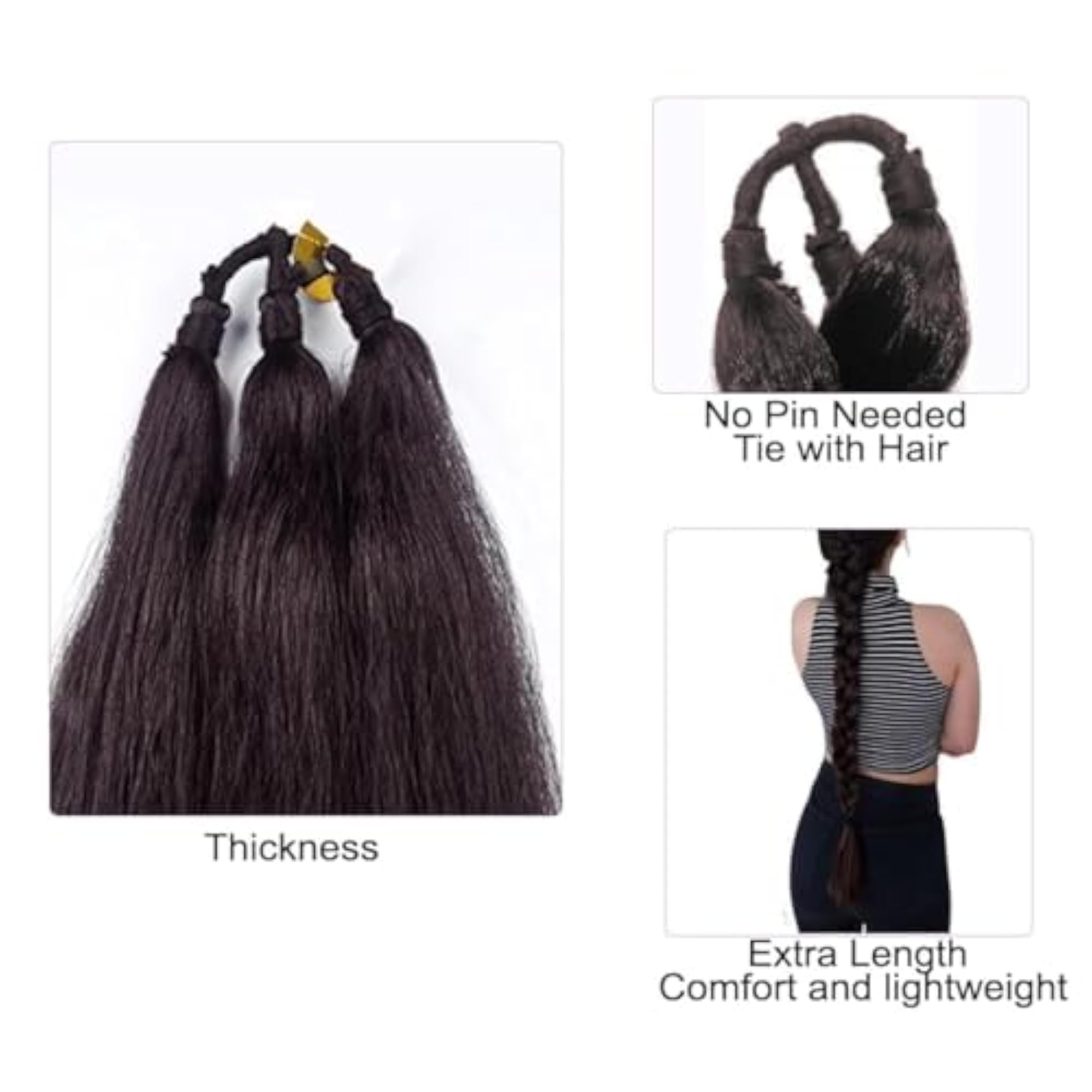 Women's Natural Brown Paranda Choti Hair Extension, 1 Piece