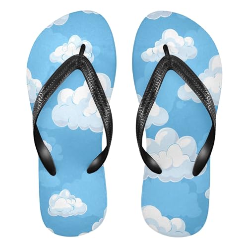 CEBUGI Unisex Flip Flop -Flat Sandal -NonSlip Couple Slippers -Natural Rubber Foam Soles Ultimate Comfort and Durability for Indoor Outdoor|White Clouds