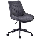 drehstuhl kunstleder  Bürostuhl 360° Drehstuhl aus Kunstleder PU Leder gepolsterter verdicktes Sitzkissen höhenverstellbar Schreibtischstuhl Ergonomischer Arbeitsstuhl PC Computer (grau) (Grau)