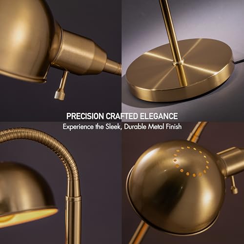 O'Bright Adjustable Floor Lamp with Flexible Gooseneck and Rotatable Shade, E26 Socket, 10-Inch Base - Ideal for Reading, Bedside, Living Room, Brushed Nickel by O'Bright - Used condition - Image 6