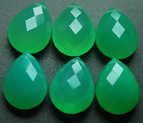 Chrysoprase briolettes poire 10x14mm appairées pour boucles parfaites