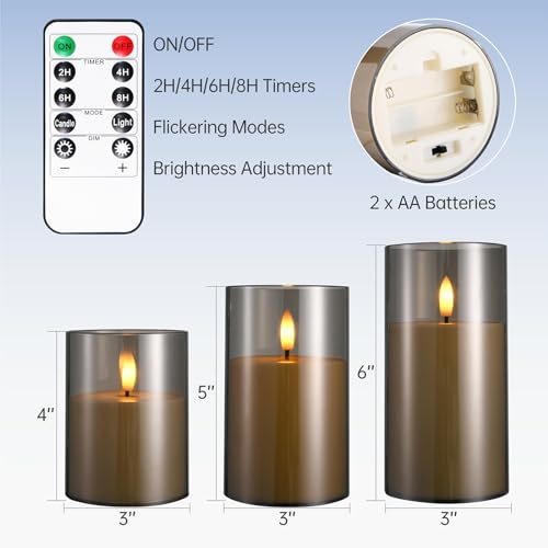 Image of Flameless Candles Battery Operated Candles- Flickering LED Candles with Realistic 3D Buld and Remote Control &Timer for Wedding Birthday Halloween Christmas Decorations Set of 3