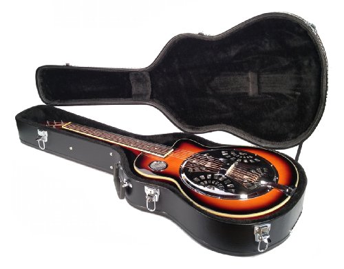 Resonator Guitar In Hard Case Acoustic-Electric Steel Pan Sapele Bluegrass Blues #TOP28