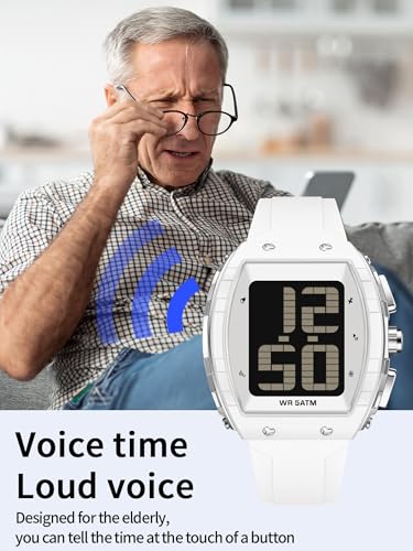 findtime Reloj de pulsera digital para personas mayores, fácil de leer, esfera grande, impermeable, deportivo, al aire libre, único, electrónico, para ancianos, con cronómetro LED y alarma - Imagen 4