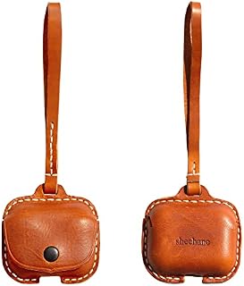 AirPods 3rd Generation Case Cover 2021,Leather Airpod Case 3rd Generation, Protective Case with Strap String for AirPod 3rd Generation Charging Case, Wireless Charging(Yellow Brown)