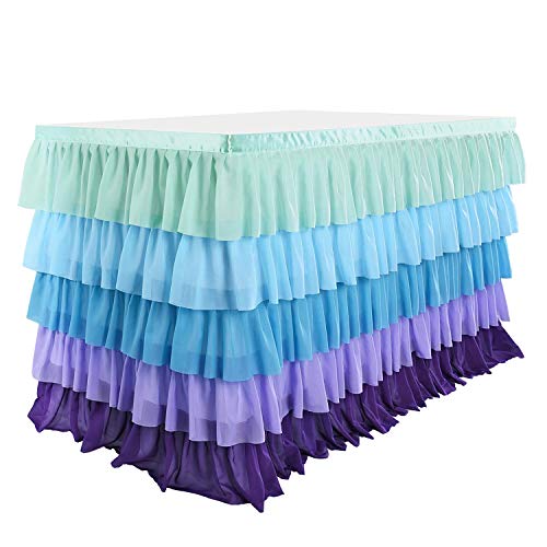 Besutolife 6Ft Mermaid Tablecloth Purple Mermaid Table Skirt For Rectangle Tables Baby Shower Gender Reveal Mermaid Birthday Party Decorations #TOP7