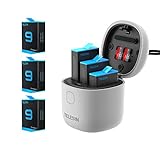 TELESIN 3-Pack Batteries and Allin Box USB Charger for GoPro Hero 10 Hero 9 Black, with SD Card Reader Function Waterproof Storage Carry Case Replacement Battery Charger Kit for Go Pro 10 9