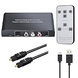 Neoteck Convertisseur DAC 192 kHz numérique vers analogique convertisseur audio optique coaxial Toslink vers analogique stéréo L/R RCA avec prise jack 3,5 mm, contrôle du volume, mise en sourdine ou