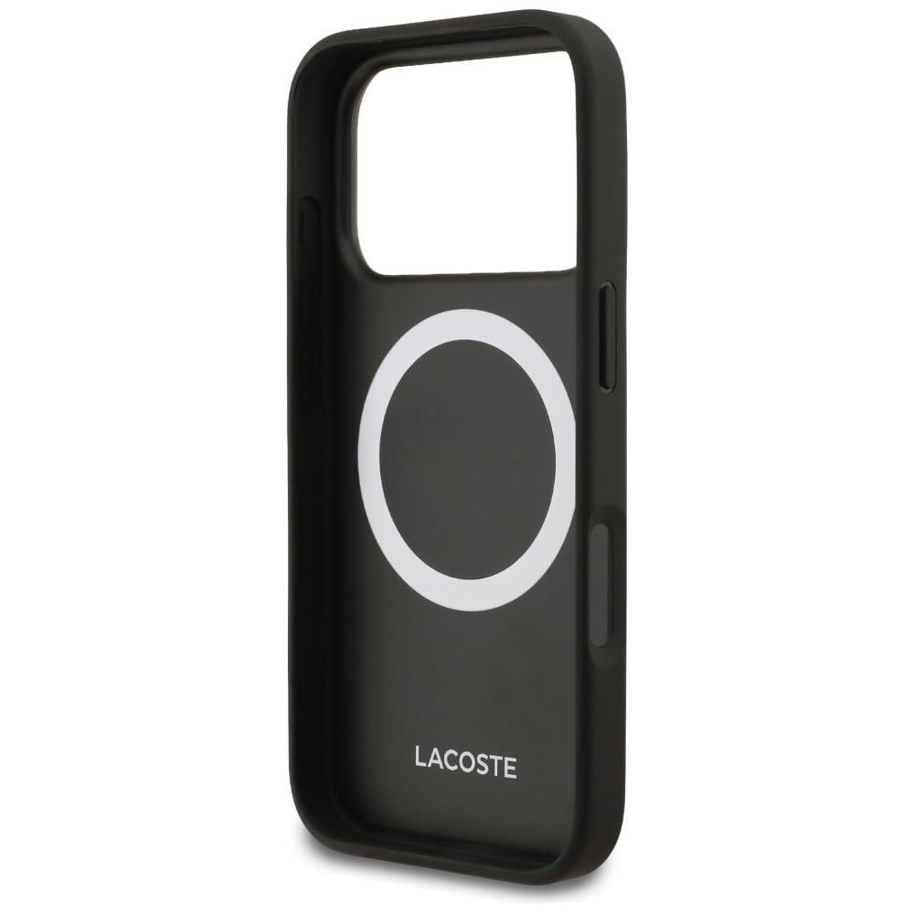 CG MOBILE Lacoste etui + zestaw portfela Iconic Petit Pique kompatybilne z MagSafe do iPhone 17 Pro (czarne)