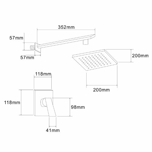 Lightinthebox Shower Head High Pressure Wall Mount Rainfall Shower Head Rain Shower System 8 Inch Square Brass - Thumbnail 4