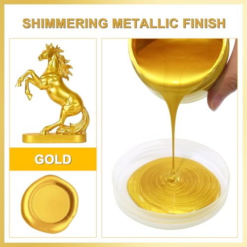 Matio Acrylic Paint Metallic Gold, 120ML Pearlescent Effect Gold Paint, Non Toxic Non Fading Gold Leaf Paint for Art Painting, Handcrafts, Canvas, Wood, Fabric, Ceramic, Rock, Craft Christmas Supplies