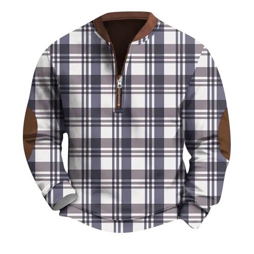 Sweatshirt V Neck, Men's Quarter Zip Sweatshirt Long Sleeve Pullover Winter Warm Cotton Casual Top Neck Black Ugly Christmas Sweater Men Funny Gym Hoodies (4XL, White)