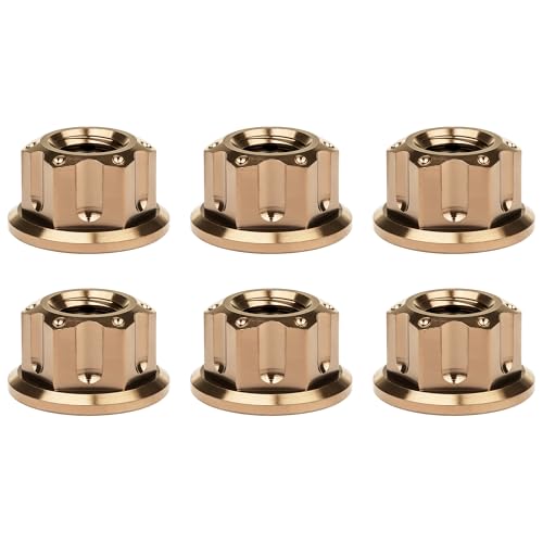 Image of Titanium M6 M8 M10 M12 M14 M16 Flange Bolt Nut Bicycle Motorcycle Rear Axle Car Modification Accessories Pack of 6 (M8 Pitch 1.25mm, Bronze)