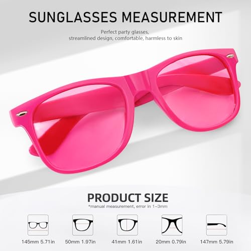 10/20 Pack Neon Colors Party Sunglasses Bulk Tinted Glasses Retro Shades for Unisex Adults3