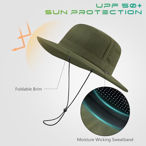 Image of UPF 50+ Bucket Sun Hat with Laser Perforated Mesh Cooling Adjustable Breathable Lightweight for Outdoor Men Women