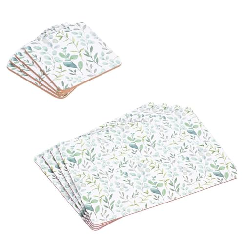 YöL 4 Coasters + 4 Placemats Set Eucalyptus Dinner Plate Tea Coffee Table Protection