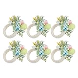 jojofuny Anillos Porta Servilletas de Conejo de Pascua 6 Piezas, Servilleteros de Mesa Reutilizables con Diseño de Conejito para Decoración de Primavera y Cenas Familiares