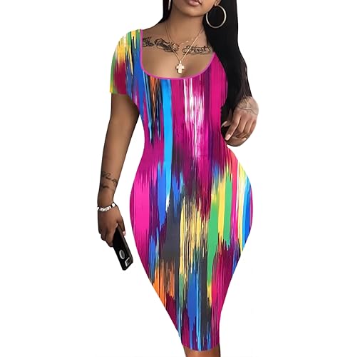 Image of Mrskoala Women's Casual Basic Pencil Dress Bodycon Summer Sexy Club Midi Dresses