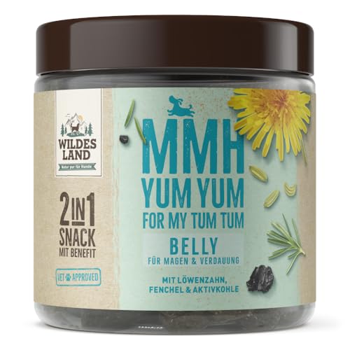 WILDES LAND – Belly Magen & Verdauung | Funktionaler Premium-Hundesnack mit natürlichen Zutaten für ausgewachsene Hunde. Getreidefreier Snack ohne Zusatzstoffe im Beutel | 300g