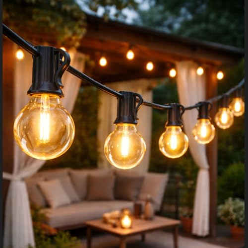 Miratic Lichterkette Außen Strombetrieben Lichterkette Kugeln 25 Ersatz-LED-Glühbirnen aus Kunststoff 9 Modi Helligkeitsregelung IP44 Wasserschutz für Outdoor-Dekoration Kabellänge 15 Meter