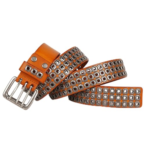 Heavy Metal Cowboy Punk Belt Genuine Leather Hip Hop Belts For Men Cross Rivet Jeans Belt Male Strap Ceinture Homme 1Pcs