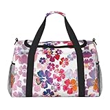 Aubnva Bolsa de viaje plegable con estampado de flores hawaianas de gran capacidad